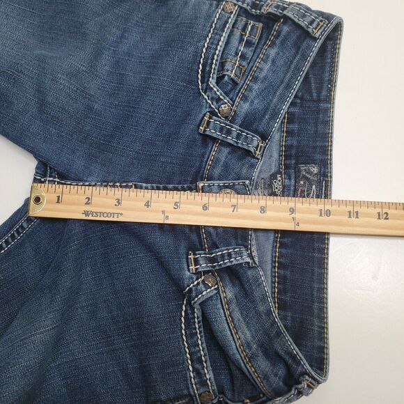 Silver Jeans Womens 28 Mckenzie Crop Mid Rise Dark Wash Thick Stitch Flap Pocket - Picture 11 of 16